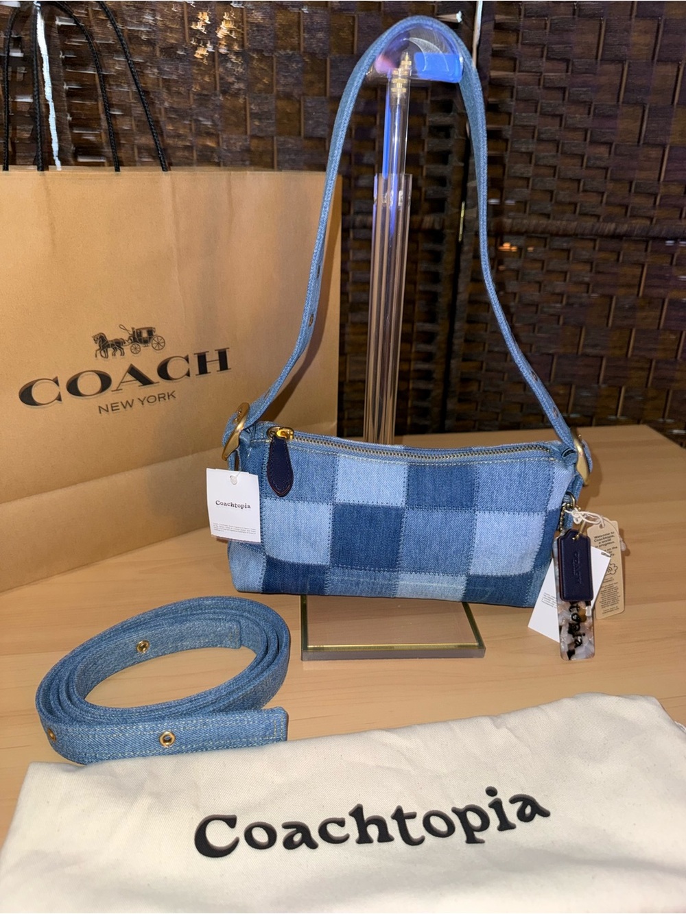 Coachtopia Alter/Ego Small Slouchy Shoulder Bag in denim & Dust bag
